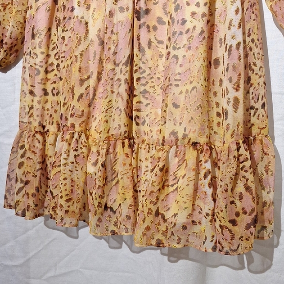 Animal Print Midi Dress, Boho With Ruffles, Long Sleeves, Sz 6, NWOT - Picture 7 of 14